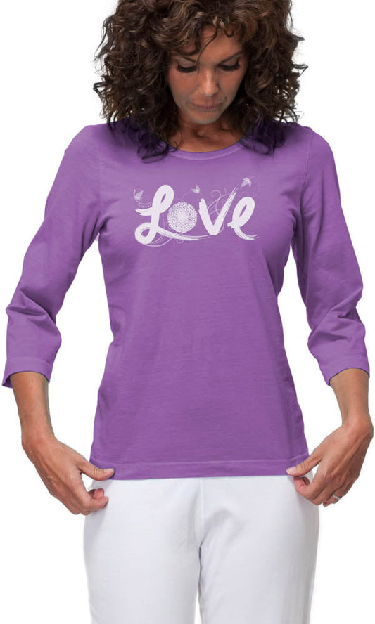 Love on Made in USA Organic Cotton 3/4 Sleeve Ladies Tee