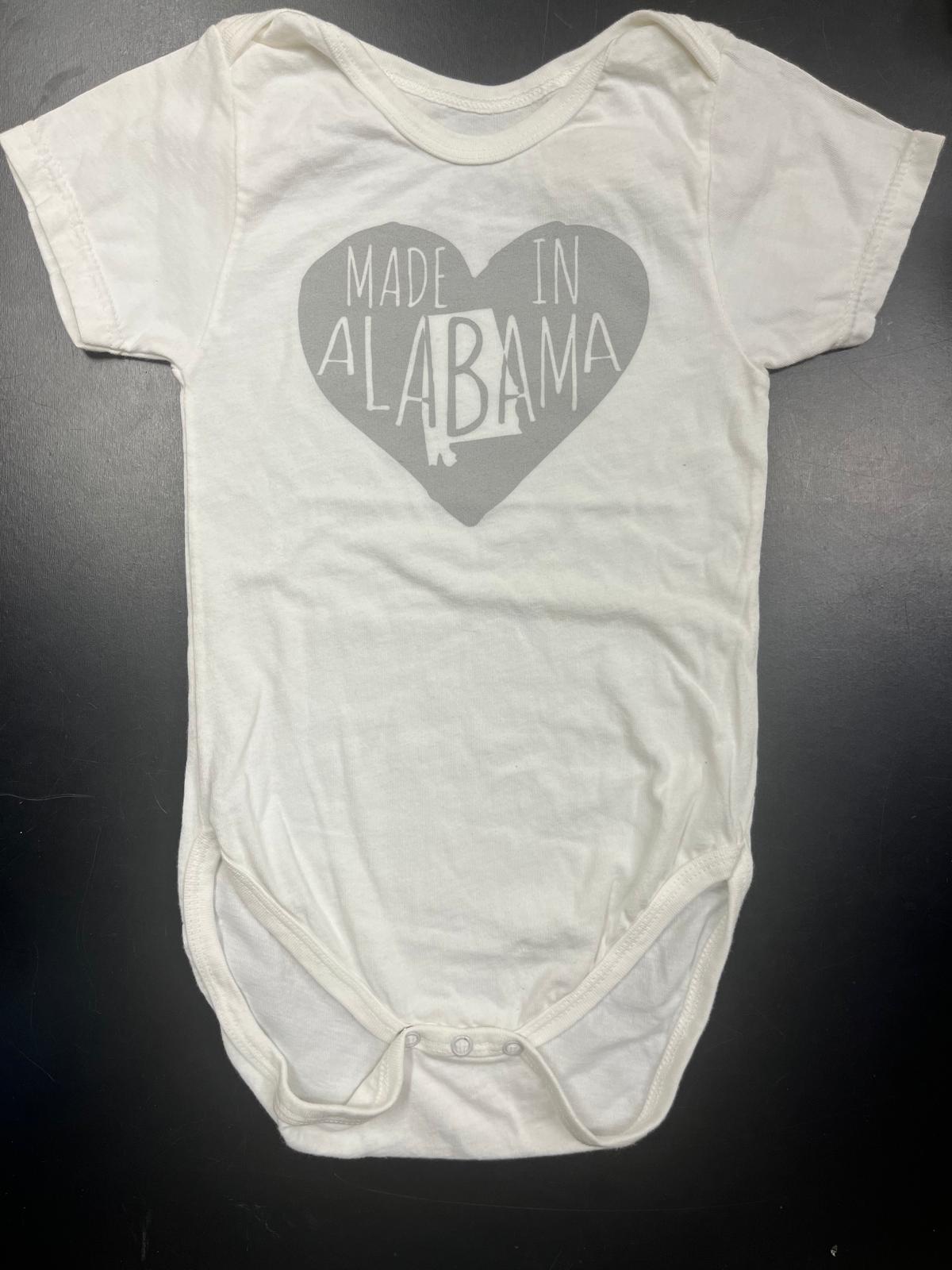 I Love Alabama Imprinted on Made in USA Organic Cotton Infant Snappie