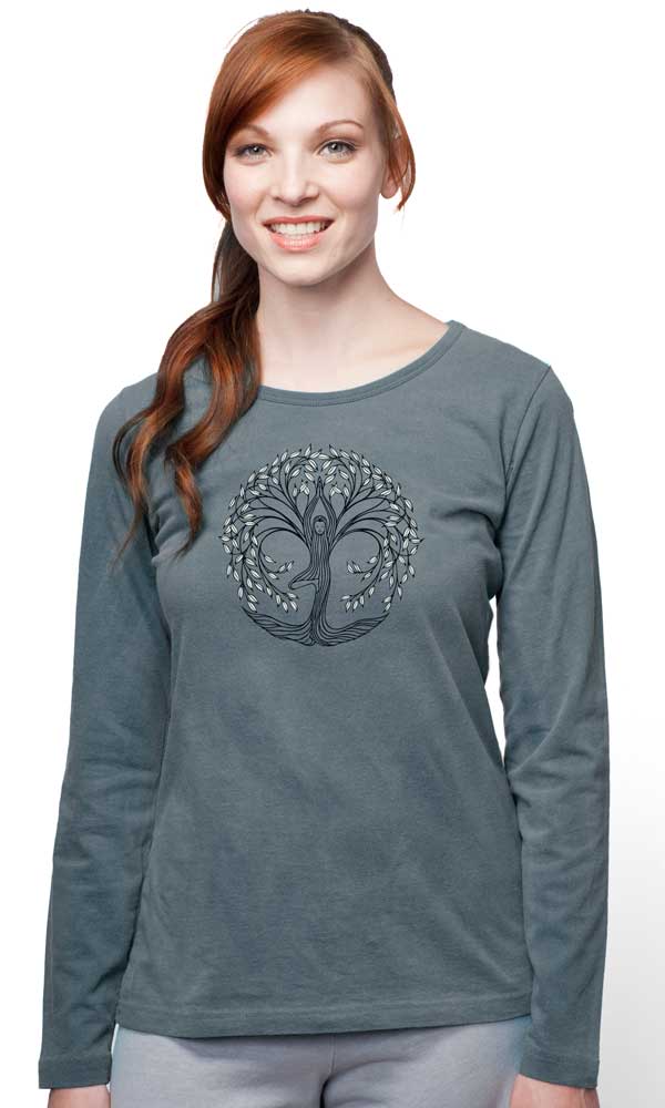 New Tree Pose L/S Scoop Tee on Organic Cotton