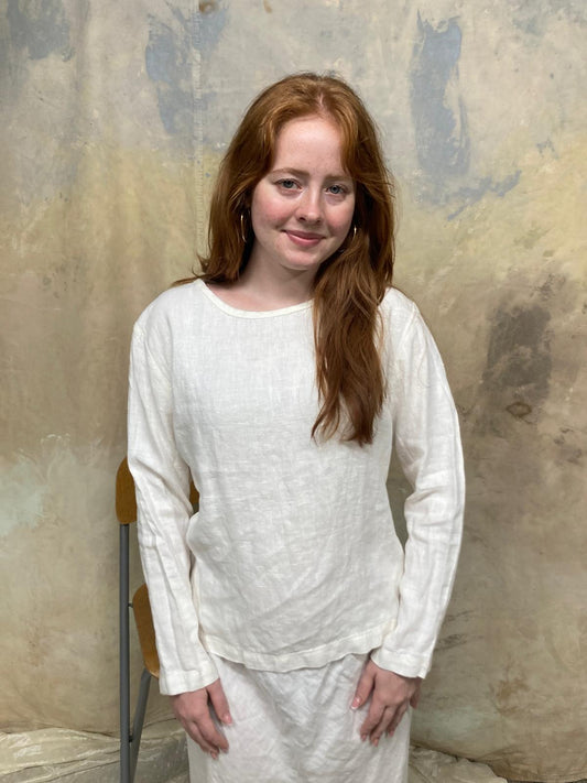 Harbor Long Sleeve Linen Pullover Top