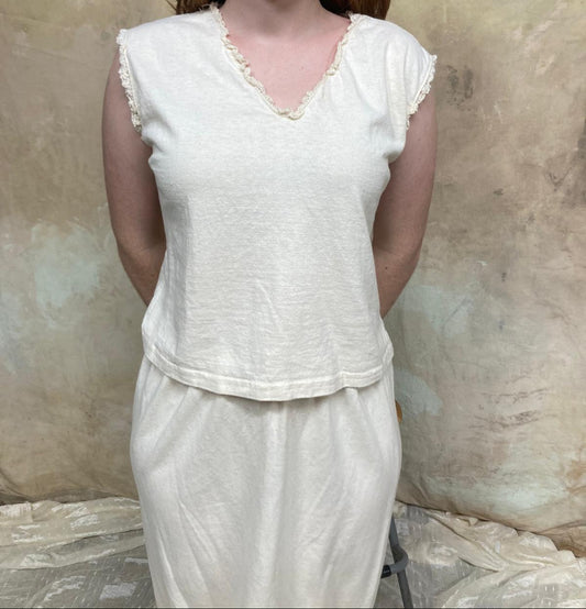 Luna Lace Trim Hemp Organic Cotton Crop Top