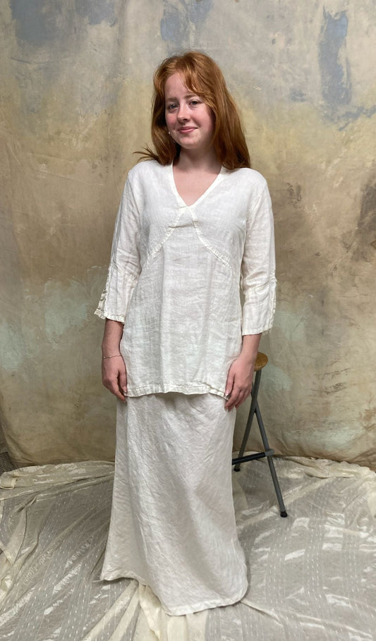 Harbor 3/4 Sleeve Linen V-Neck Tunic Top