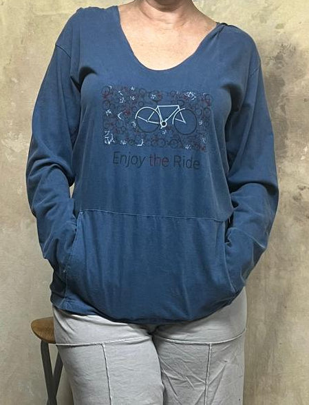 Harmony Hoody Top with Imprints on Organic Cotton & Long Sleeve