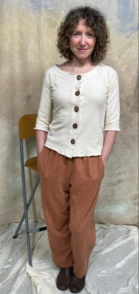 Hemp Organic Cotton 3/4 sleeve Button Up Top
