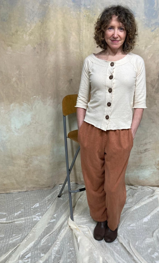 Hemp Organic Cotton 3/4 sleeve Button Up Top
