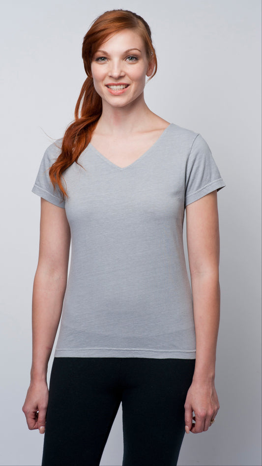 Organic Cotton Short Sleeve V-Neck Ladies Top