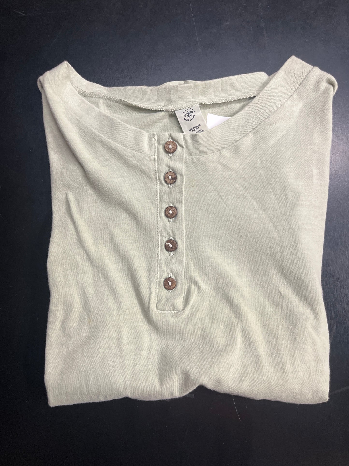 Women’s Long Sleeve Made in USA Clay Dyed Organic Cotton Henley Tee
