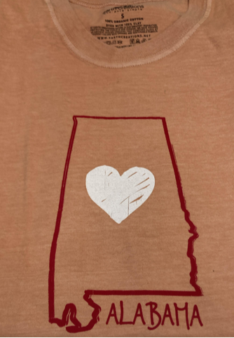I Love Alabama Design on Short Sleeve Organic Cotton Unisex Tee