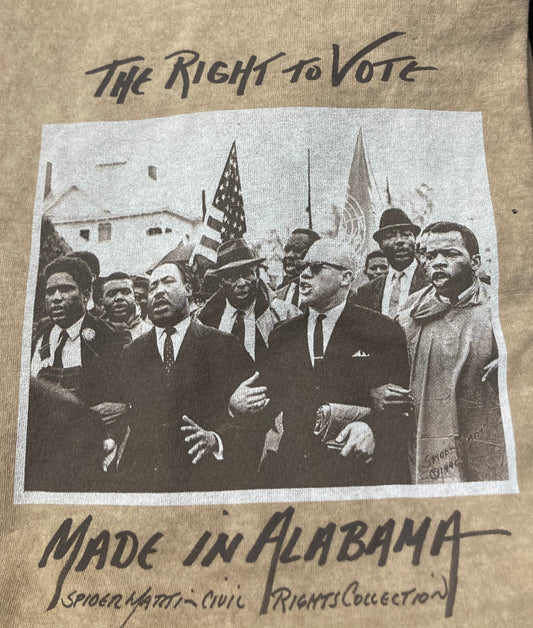 Right to Vote Design by Artist Spider Martin Imprinted on Back of Men's Short Sleeve Cotton Tee