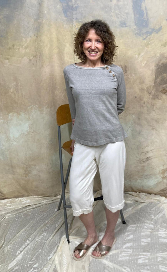 Harbor Button-Detail Hemp Organic Cotton Long Sleeve Top