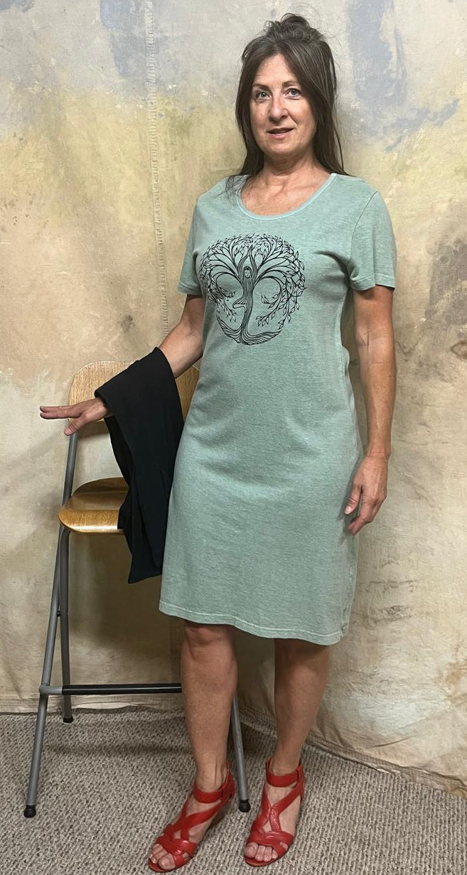 Tree of Life Short Sleeve Hemp Organic Cotton Dress