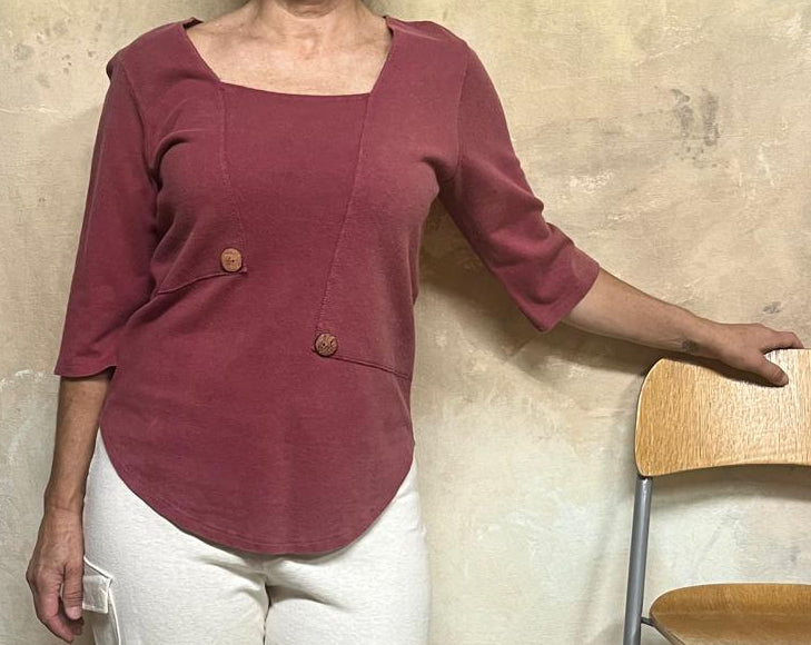 Artisan Hemp & Organic Cotton 3/4 Sleeve Top