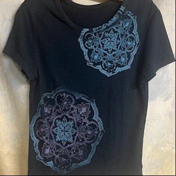 Mandala Design on Better Than Before Short Sleeve Hemp Scoop Neck Ladies Top
