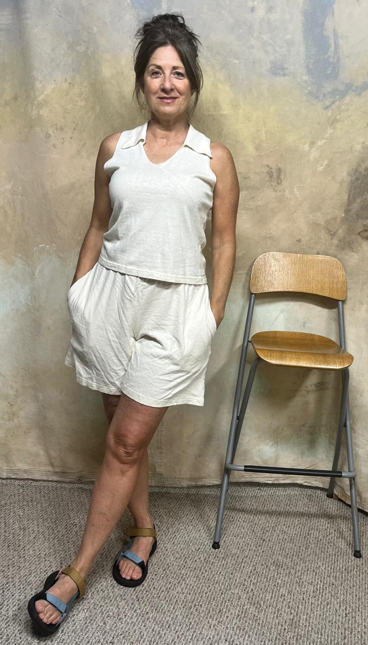 Easy Collar Sleeveless Hemp & Organic Cotton Tank Top