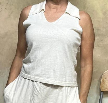 Easy Collar Sleeveless Hemp & Organic Cotton Tank Top