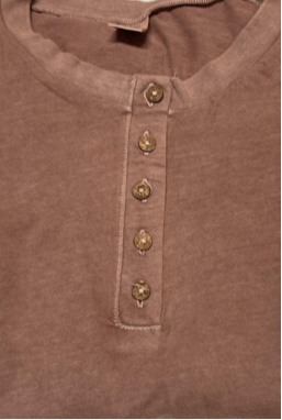 Comfy Made in USA Organic Cotton Long Sleeve Ladies Coconut Button Henley Top