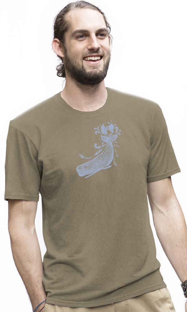 earth creations - 640-065 Earth Whale on Organic Tee - 100% organic cotton  jersey - Made in Nicaragua in WRAP certified factory, dyed, finished and  imprinted in the USA